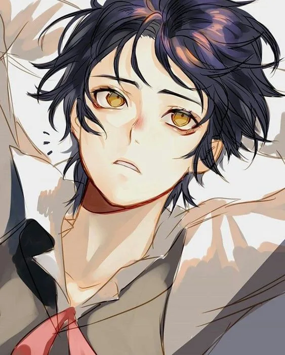 Anime Guy | Golden Eyes | Black Hair | Anime black hair, Cute anime guys,  Anime drawings boy
