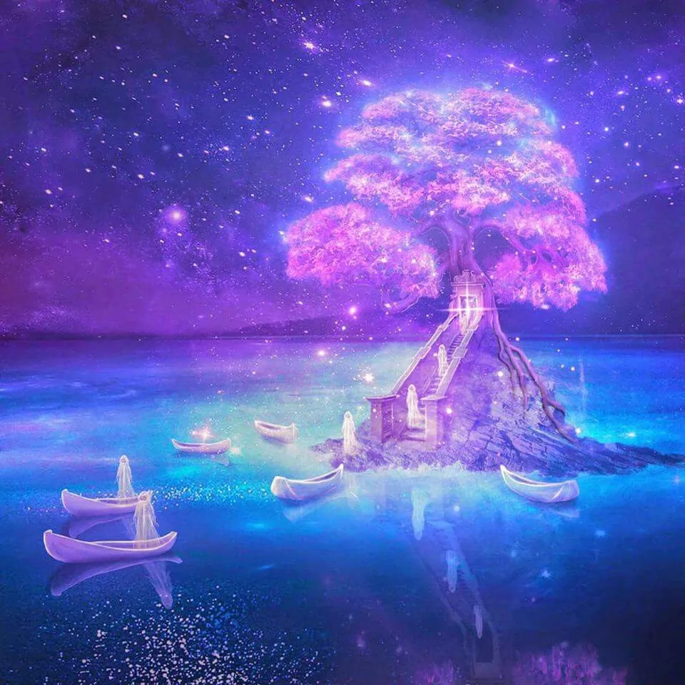 Árbol magico | Paisajes anime, Paisaje de fantasía, Pintura de luna